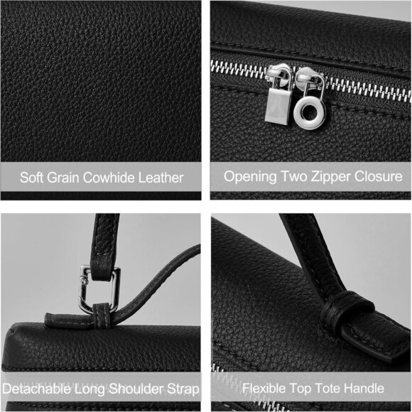 Small Leather Crossbody Bag for Women Designer Mini Top Handle Phone Pouch Bag w - Picture 3 of 7